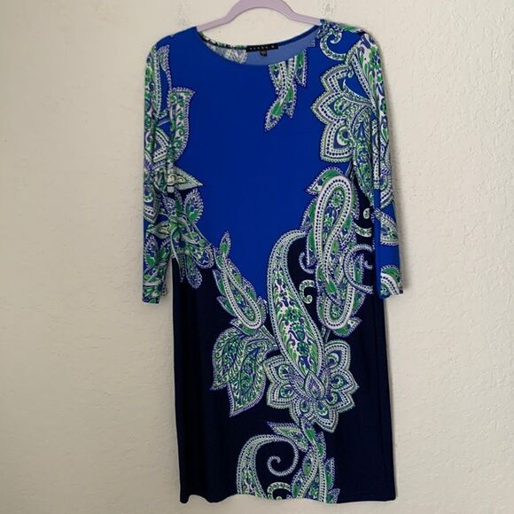 Tiana B Paisley Print 3/4 Sleeve Dress Size L - Picture 1 of 10